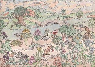 Flußlandschaft - Eine Zeichnung von Hanne H.